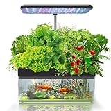 Aquaponic Fish Tank Hydroponics Growing System - 12 Pods Indoor Herb Garden Kit with LED Light, Silent Water Pump, Automatic Timer for 3 Modes - Adjustable Height
