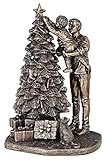 Genesis 'Christmas Star' - A beautiful Cold Cast Bronze Sculpture of Daddy helping his little child put the star on the top of the Christmas Tree
