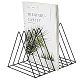 Jeesblsy Bookend, Metal Newspaper Rack, Triangle Desktop Magazine Stand, 9 Slots Book Ends Newspaper Holder Organiser Rack for Office, Documents, CD, Magazine