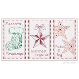 Christmas Cards Cross Stitch Kit with Threads, Fabric, Needle, Instructions and Card Blanks with Envelopes HANDMADE (Set B)