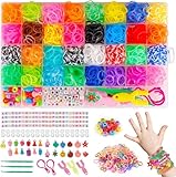 HAKOFS 2500+ Loom Band Kit - 32 Colors Loom Bands Starter Kits for Refill Making Craft Kits, DIY Friendship Rubber Band Bracelet Making Kit with Accessories and Storage Box