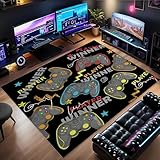SGZIOO Gaming Rug for Boys Bedroom, 120 x 160 cm Gamer Rug, Boys Bedroom rug, Colorful Graffiti Letter, Game Controller rugs for Game Room Living Room Decor, Non-Slip Carpet Decorative Floor Mat