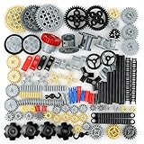 Technical Spare Parts，122Pieces Building Blocks Accessories, Gears Pins Connectors Wheels Axles Racks Differentials Bricks Sets, Engine Kits Cars Compatible Major Brands