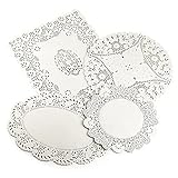 lakeland 80 Assorted Cream Paper Doilies – 4 Designs Circular Oval & Rectangular