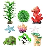 Angeer 18pcs Realistic Aquarium Plants & Coral Decor Set, Plastic & Resin Fish Tank Artificial Seaweed, Coral Balls for Freshwater/Saltwater Aquascaping