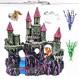 PINVNBY Aquarium Resin Castle Decoration Fish Tank Driftwood Castle Cave Hideouts House Plants Supplies Accessories(Pink)