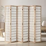 VEVOR Room Divider, 6 Panel Japanese Room Divider, Wood Folding Privacy Screen Indoor, Japanese Partition Dividers Portable Decoration Screens, for Room Separation Home Office Restaurant & Bedroom