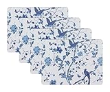 Laura Ashley Cork Placemats 16 x 12-inch for Kitchen and Dining Tables, Heat Resistant, Durable, Easy Clean, Set of 4, Summer Palace