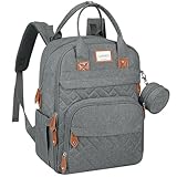 LANDICI Baby Changing Bag Backpack, Large Nappy Changing Backpack Diaper Bags with Changing Mat, Stroller Straps and Pacifier case, Multifunction doll Changing Bag for Mum Dad Boy Girls, Grey