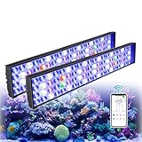 PopBloom 2PCS Hertz54 WiFi Reef LED Light Reef Aquarium LED Lighting, Full Spectrum Marine LED Aquarium Lighting for 48 inch 120cm 4ft Marine Coral Aquarium (for 110-150cm Tank)