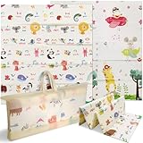 Baby Play Mat, Foldable Baby Playmat Reversible Waterproof Large Foam Soft Crawling Playmat Non Toxic Portable Floor Mat| Ideal for Bedroom, Nursery & Playroom 150x180cm