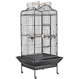 costoffs Extra Large Parrot Cage Open Play top Bird Cage for African Grey Parakeets Cockatiels with Stand Black 160 cm