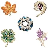 Brooches for Women UK, 5 Piece Set of Elegant Brooch Pins for Clothes, Gold Brooches for Wedding Party Accessories and Daily Fashion Embellishment