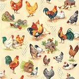 Fat Quarter Chicken Talk Scenic Cotton Quilting Fabric Nutex Hens Roosters