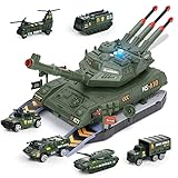 YOOYID Army Toy for Boys 3 Years Old Military Toy Tank with Diecast Alloy Army Vehicles, Sound Light Missile Launcher Tank Vehicle Gift for Kids Boys 3 4 5 6 7 Years Old