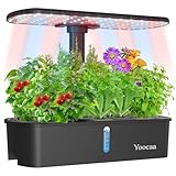 Yoocaa 12-Pod Hydroponics Growing System with LED Grow Light & Automatic Timer, Adjustable Indoor Herb Garden Kit for Home Kitchen (19.4'' Max Height), IGS-61