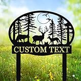 Personalised Forest Deer Sign Wildlife Animals Deer Metal Wall Art Cabin Name Sign Outdoor Deer Garden Stake Decor Camping Sign Stag Lodge Wall Decor Rustic Wildlife Plaque