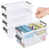 Geophia 6 Pack Extra Large Pencil Box with Removable Dividers, Thickened Plastic Pencil Case Bulk, Clear Crayon Storage Box Stackable Marker Organizer Containers with Lids for Pen, Craft, Art (6 Pack)