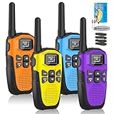 Walkie Talkies for Adults Long Range 4 Pack, NXGKET Rechargeable Kids Walky Talky with Built-In Li-Ion Battery, 16 Channels Radio with Type-C Charging Cable,VOX Function,LED Flashlight, for Camping