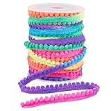 PH PandaHall 22.8m/25Yard Rainbow Pom Pom Trim, 11mm Wide Ball Fringe Trim Tassel Trim Sewing Lace Ribbon with 4mm Pompoms for Home Curtain Pillow Clothes DIY Crafts Party Decoration