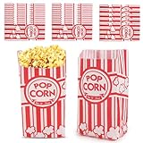 50Pcs Popcorn Bags 2.3x3.5x7 Inch, Striped Popcorn Boxes Pop Corn Bags Large, Paper Popcorn Favor Boxes for Cinema Movie Night Children's Birthday Sleepover Party