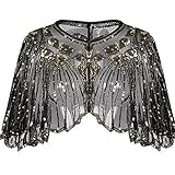 Central Chic Vintage Style Gold Sequin Capelet Beaded Shawl Scarves Wedding Bridal Evening Cape Flapper Great Gatsby 1920s Costume Party Christmas Party Cover Up Sparkly Shawl (Gold Sequins)