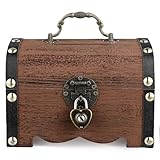 Treasure Chest Piggy Bank: Vintage Treasure Storage Box Retro Organizer Coin Box Wooden Pirate Chest with Lock and Key for Adults Kids for Home Decor and Savings