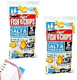 Burtons Fish 'N' Chips Salt Vinegar Flavour 10 Snack Packs of 25g (2 Packs of 5 each) Irresistible Baked Snack Biscuits
