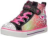 Skechers Girl's Twinkle Sparks Magic-tastic Sneaker, Black Textile/Multi & H.pink Trim, 2 UK