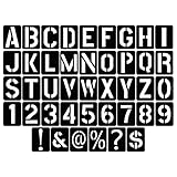 Letter Alphabet Stencils, 42pcs Plastic Reusable Templates for Numbers, Letters, Symbols, Large 4x3 Inch for Craft Painting DIY Art on Wood, Wall, Stones