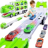 EUTOYZ Monster Transport Truck Toys Cars for Boys Age 2-6, Dinosaur Toys for 2 3 4 5 6 Year Olds Boys Gifts for 2-12 Year Olds Boy Birthday Presents Carrier Vehicles Toys Set for Kids Race Cars