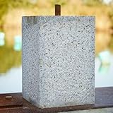 Round Wood Granite, straight square, staddle stone with iron pin - 150mm x 230mm high