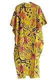INDACORIFY 100% Cotton Kaftan Dress, Floral Printed Ladies Dressmaking Handmade Indian Long Kaftan Suit, Beautiful Beach, Design 6, One Size