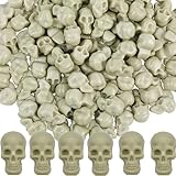 Ezranova 100pcs Mini Plastic Skull Heads, Realistic Human Skull Bone Model, Miniature Skulls for Halloween Decorations Skeleton Skulls for Party Bag Fillers Favors Supplies Bar Home Table (100)