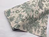 Toile De Jouy Fabric, 100% Cotton Poplin Fabrics, Decoration Fabrics, Work Fabrics, Fabrics by the Metre, 1 m x 150 cm (Green)
