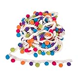 Lezevn 5 Yards 15mm Multicolor Pom Pom Trim Ball Fringe Trim Ribbon Ball Fringe Sewing Ribbon for Clothing Accessories Crafts DIY Decoration (Multicolor)