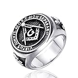 Chandler Stainless Steel Masonic Ring for Men, Vintage Freemason Symbol Masonic Rings, Hip Hop Retro Religious Biker Ring Jewelry Gift for Men Boys (9)