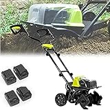 Rotavator Cordless Garden Tiller with Rechargeable Battery - Adjustable Cultivator for Cultivated Land WidthPerfect for Vegetable Plots - Includes Charger - Easy Garden Tillage