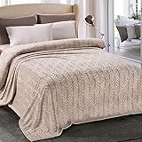 Whale Flotilla Flannel Fleece King Size Blanket for Bed, 230x264 CM Soft Fluffy Velvet Bed Blanket with Decorative Vintage Pattern for All Season, Warm and Lightweight, Champagne