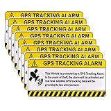 8 Pcs Anti-Theft GPS Tracking Sticker Set, Self Adhesive Car Stickers and Decals with Warning Sign or Static Cling Decal Inside Car Window, Motorcycle, Bike, Vehicle Anti-Theft Security Sign(Yellow)