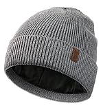 Beanie for Men, Stretchy Soft Cuffed Wooly Beanie with Thick Warm Lining, Unisex Classic Winter Hat, Gifts for Women/Men/Her/Him/Dad (Grey)