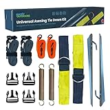 Purely Outdoors Awning Tie Down Kit Storm Straps - Storm Straps & Buckle Clips For Caravan Full & Porch Awnings, Universal Fitment With Springs & Anchors