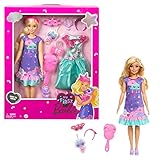 Barbie Doll for Preschoolers, My First Barbie “Malibu” Deluxe Doll, 13.5 Inch doll, Blonde with Accessories, Soft Poseable Body, Party & Bedtime Themed Fashions, from 3 Years, HMM67