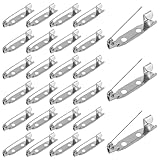100 Pcs Brooch Pins,Secure Brooch Pin,Secure Back Clasp with Back Bar Fastener,Silver Bar Pins,Silver Badge Pin Backs with 2 Holes for Badges Corsages Name Tags Jewelry Making DIY Brooch Crafts