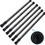 SIQUK 6 Pack Tension Rods Adjustable Spring Cupboard Bars Black Extendable Rod for Wardrobe Bookshelf Bathroom (Black, 30-50cm)