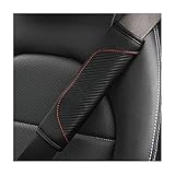 JNNJ 2PCS Car Seat Belt Cover, Carbon Fiber Safety Seatbelt Shoulder Strap Covers, Breathable Leather Soft Harness Pad Protect Your Neck and Shoulder Compatible with Cars(Black)