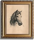 ASTRDECOR Classic Horse Wall Art Prints, Vintage Farmhouse Country Wall Decor, Rustic Artwork Canvas Prints, Antique Western Horse Head Picture Framed Oil Painting for Living Room Bedroom Bathroom