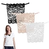 3PCS Modesty Panels for Low Cut Tops Mixed Color Lace Insert for Low Cut Dress Privacy Invisible Lace Modesty Panel Vest Women's Camisoles & Vests Clip-On Mock Camisole Bra Insert Overlay for Woman
