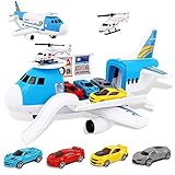 m zimoon Transport Airplane, Transport Cargo Plane Car Kids Toys Set with 4pcs Cars, 1pcs Helicopter Toy and 1pcs DIY Stickers Gift Toys for Boys Girls