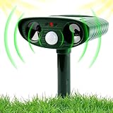 Solar Ultrasonic Cat Repellent for Gardens | Cat Deterrents,Fox Deterrent,Cat Scarer with Motion Sensor & LED Flash | Waterproof Animal Repeller for Rats,Squirrels,Dogs,Foxes and Birds（One Pack）